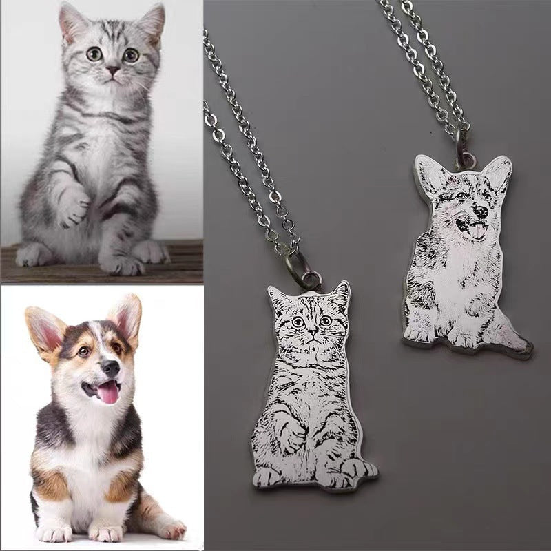 Custom Laser-Engraved Pet Portrait Pendant