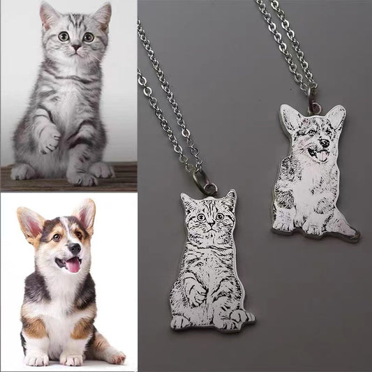 Custom Laser-Engraved Pet Portrait Pendant